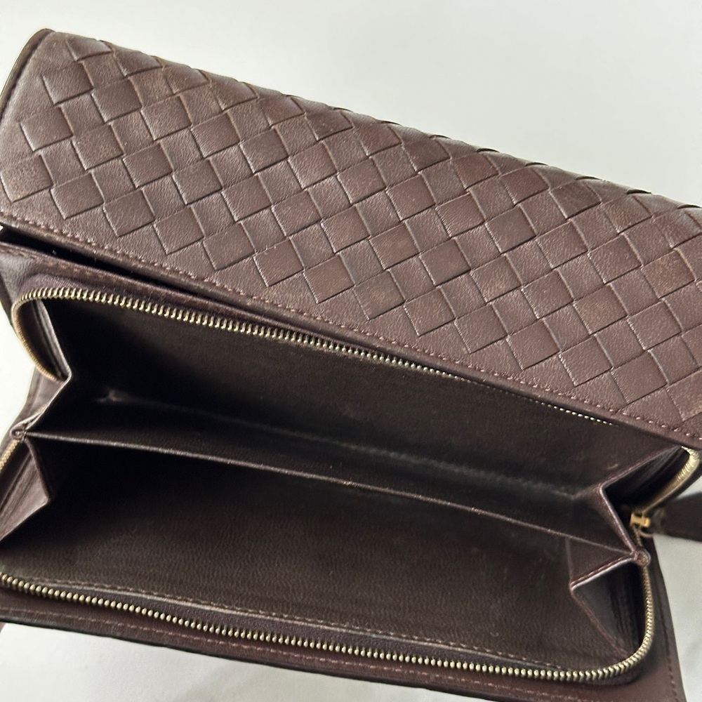 Bottega Veneta Dark Brown Intrecciato Leather Wallet - Picture 6 of 7